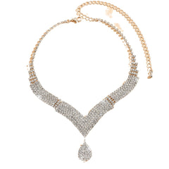 Sparkling V-Neck Jewelry Set for Pakistani Bridal Wear