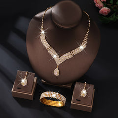 Sparkling V-Neck Jewelry Set for Pakistani Bridal Wear