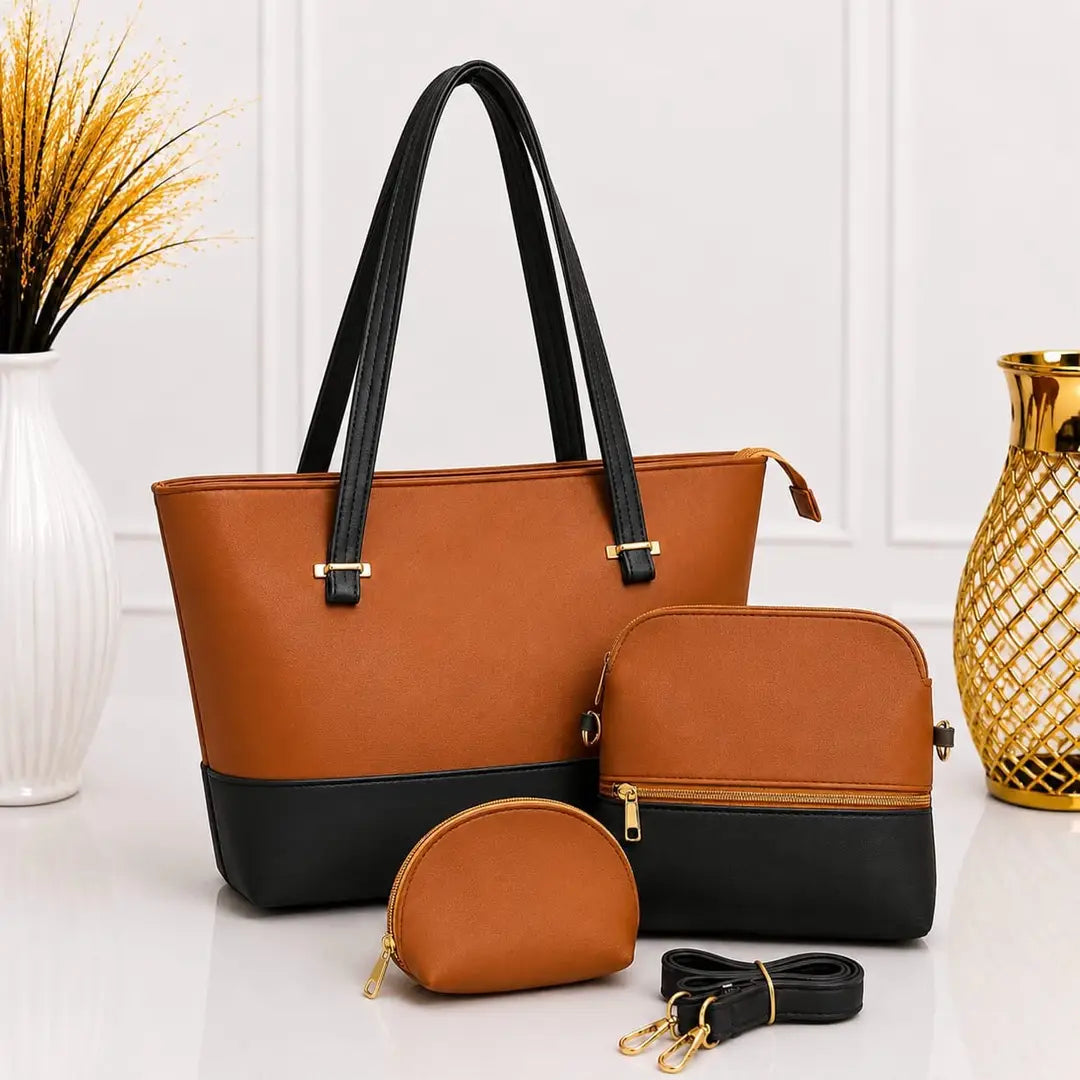 High Quality Shoulder Bag 3pcs Set For Girls Mustard