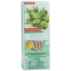 XQM BB Blemish Olive Base Cream | 6-in-1 Multifunction BB Cream with Hyaluronic Acid & Mineral Pigments | SPF 15 | 65ml