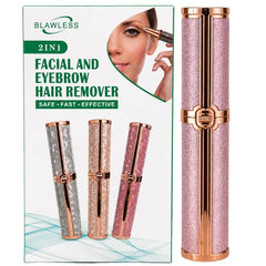 2-in-1 Flawless Facial Hair Remover & Eyebrow Trimmer | USB Rechargeable, Painless & Portable | Pink  Color