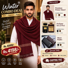 Men's Winter Wool Pashmina Shawl | Warm & Soft Traditional Winter Men Shawl